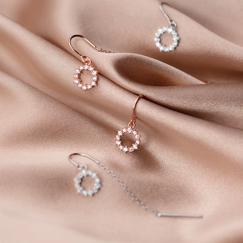 

MODIAN 925 Sterling Silver Sparkling Round Clear CZ Dangle Earrings For Women Wedding Engagement Statement Jewelry