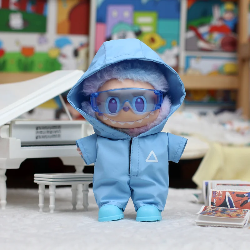 

[Только одежда] Одна/два/три поколения детской одежды Labubu 15 см 17 см, одежда для куклы с капюшоном, цельный макарон в форме сердца