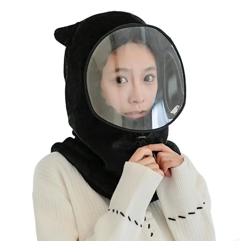 

Cycling Windproof Hat with Face Shield Thermal Flannel Hat Hood Cover Ear-Protection Winter Face Mask for Men Women