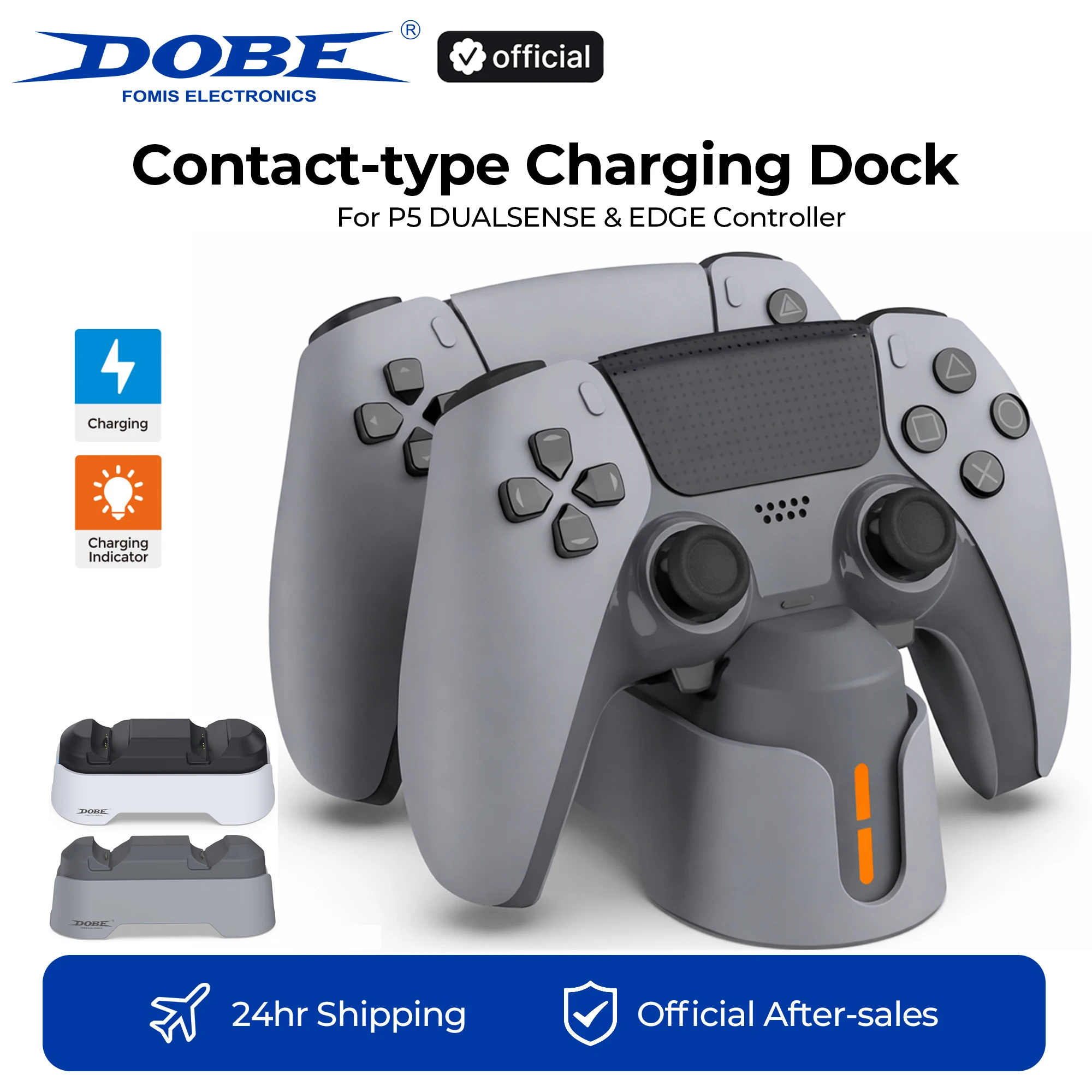 dobe-p5-デュアルコントローラー用充電ドック--プレイステーション5ゲームパッド用コンタクト式充電ステーションドッキング、ledインジケーター付き