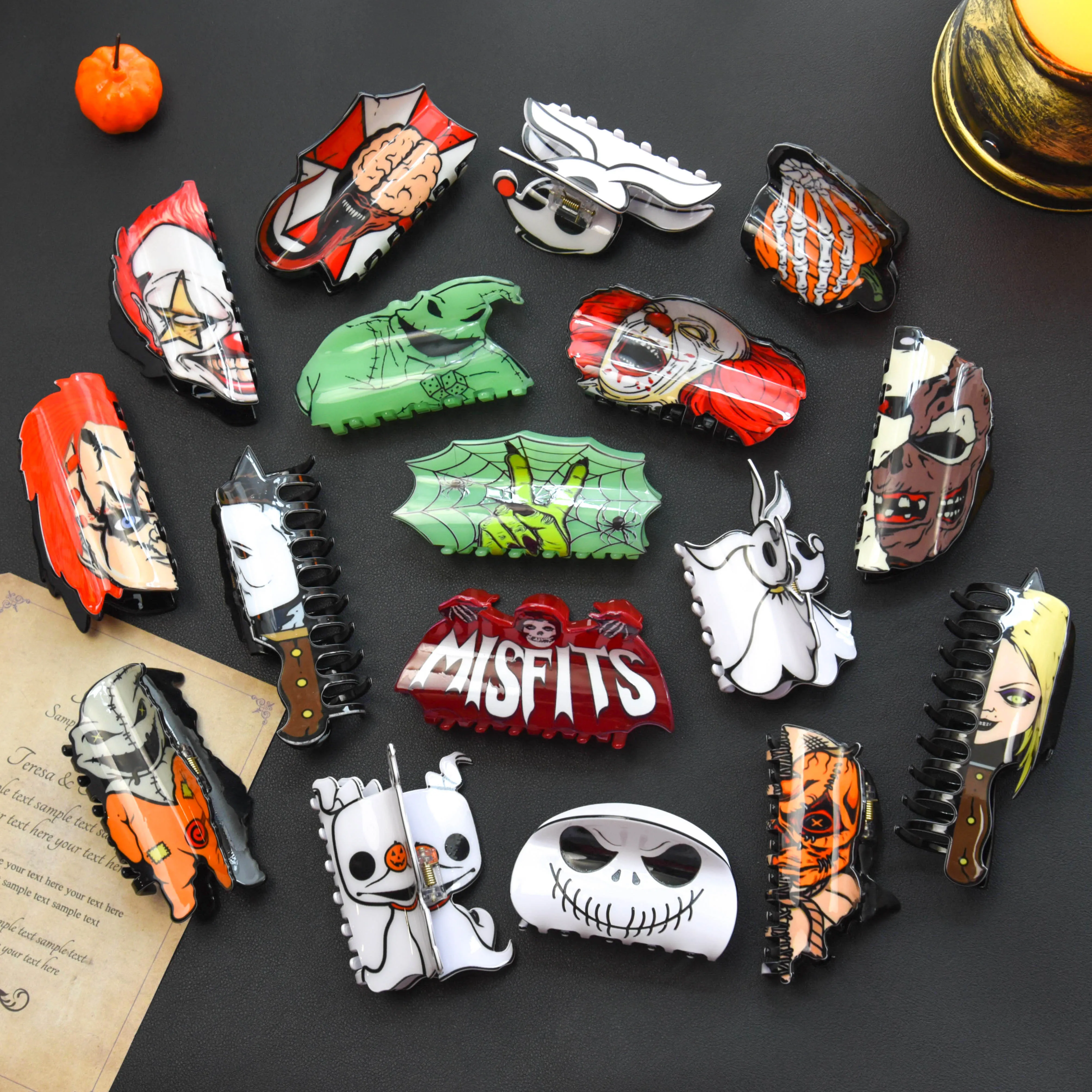 

2025 NEW Halloween Party Theme Hair Claw Acrylic Claw Clips Horror Series Trendy Hair Clips for Women Girls INS Hair Accessories