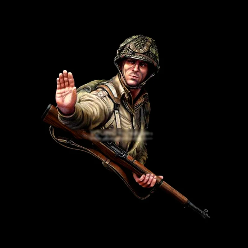 

1/10 World War Ii American Airborne Bust Miniature Resin Soldier White Model 3d Printed Model Unassembled And Unpainted Kit Toy