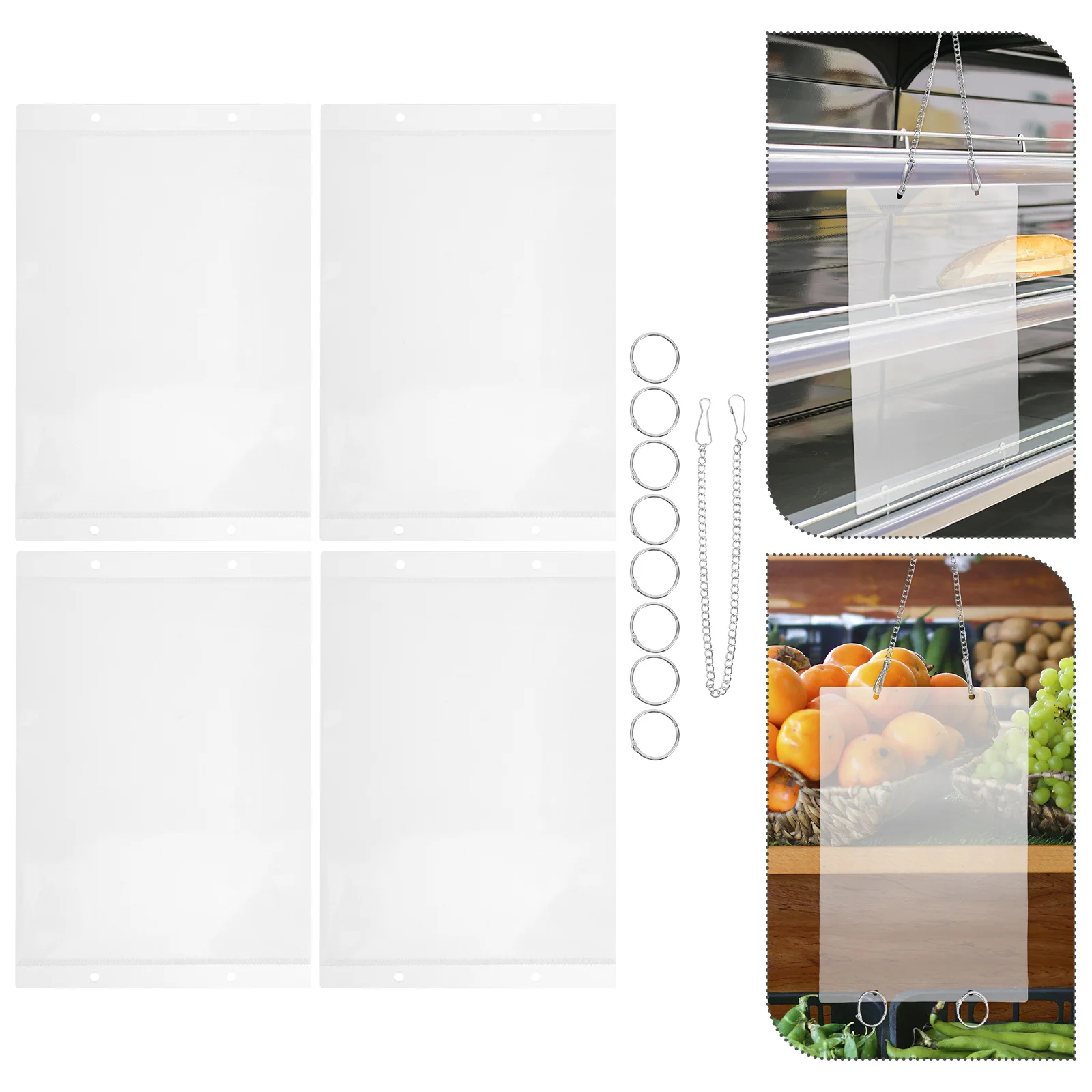 

1 set 1 Set Transparent A5 Price Display Bag Side-Insert Label Holder Plastic Organizer Supermarket Retail Hanging Poster Pocket
