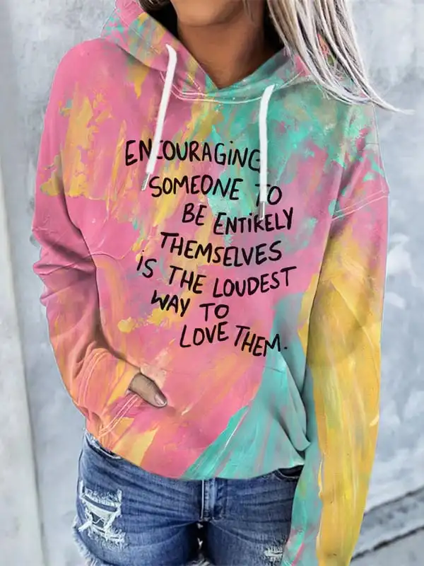 2024 women's tops autumn and winter hoodies women's loose colorful printing 3d printing fashion casual pullover hoodies