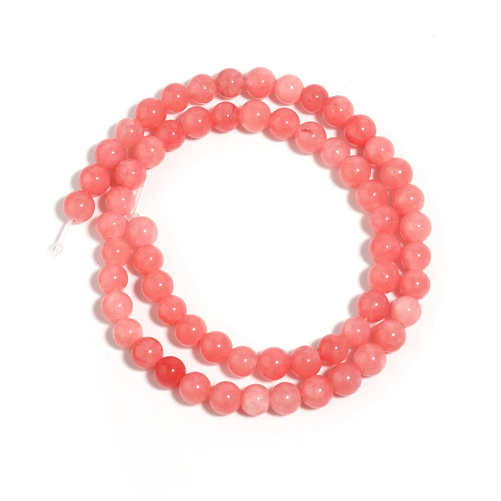 1 Strand/Lot Natuurlijke Roze Chalcedoon Stenen Kralen Spacer Jades Kraal voor Sieraden Maken DIY Armband Ketting Accessoires