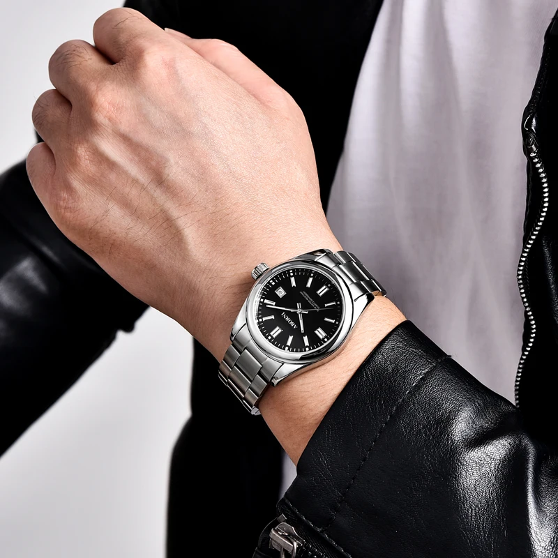 موضة جديدة جراند ساعات رجالي فاخرة العلامة التجارية الأعلى ساعة الأعمال للرجل كوارتز ساعات المعصم الفولاذ المقاوم للصدأ حزام Reloj Hommer