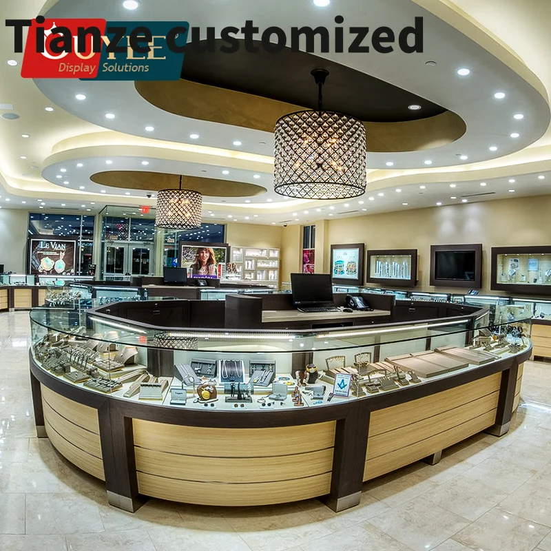 

Customized-Custom Jewellery Glass Showcase Luxury Lighting Shopping Mall Jewelry Kiosk