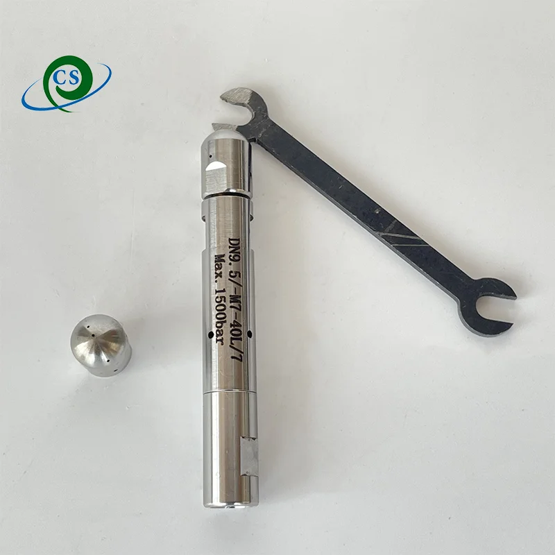 

CS 1500bar 40-100L Ultra-high pressure Banshee tube cleaning nozzle Self-Rotary Nozzle For Boiler Heat Exchanger Pipe Cleaning