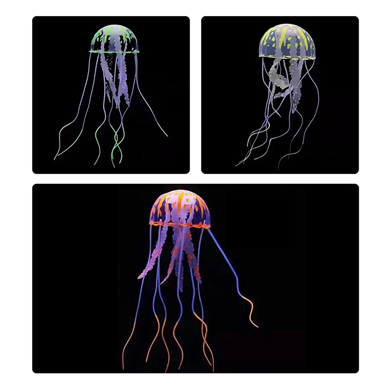 Colorful Artificial Glowing Effect Jellyfish Fish Tank Aquarium Decor Mini Submarine Ornament Decoration Aquatic Pet Supplies