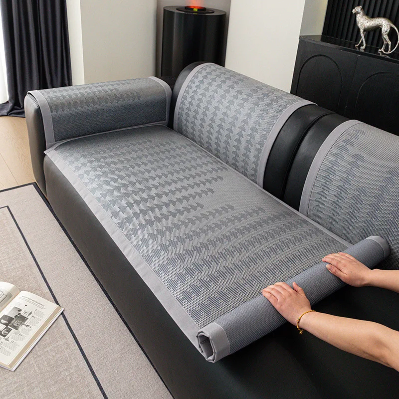 Ice Silk Rattan Mat Sofa Cushion Summer Breathable Anti Slip Anti Cat Scratch Wear-resistant Furniture Protector Home Decoration