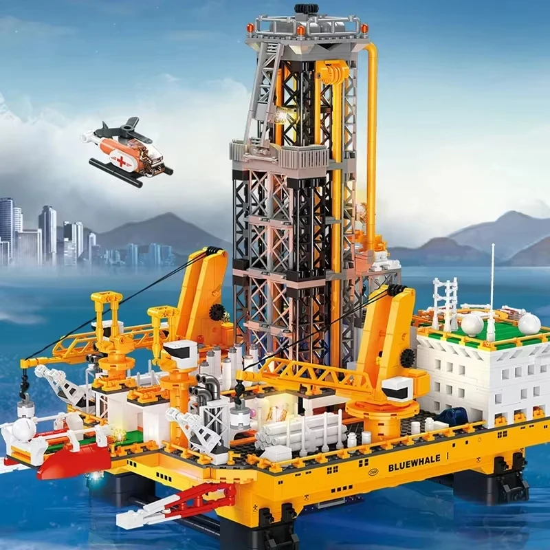 3271 Pcs Bluewhale I Drilling Rig MOC Building Set, Detailed DIY Industrial Decor Model, Challenging Toy Gift for All Ages