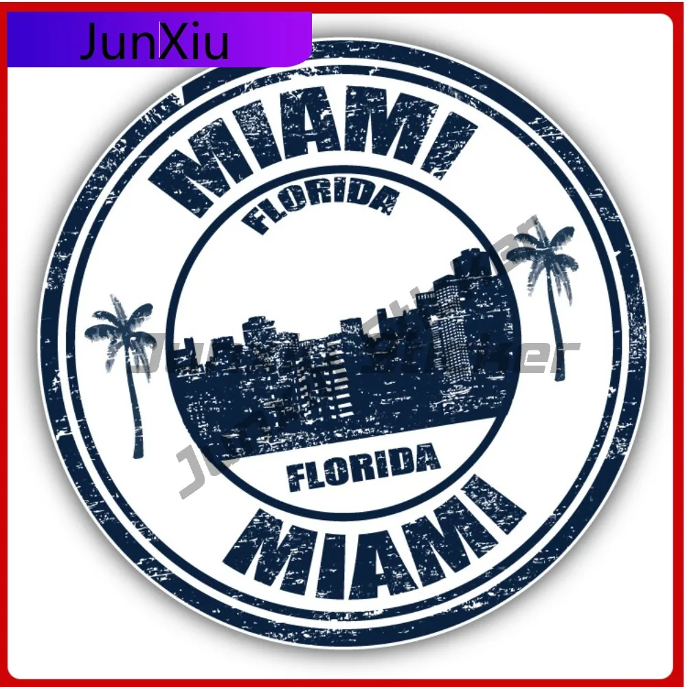 

Miami Florida Usa Creative Sticker Stamp Car Decal Bumper Stickers Cool Style Helmet Use For Car Bumpe Vehicle Exterior Decor