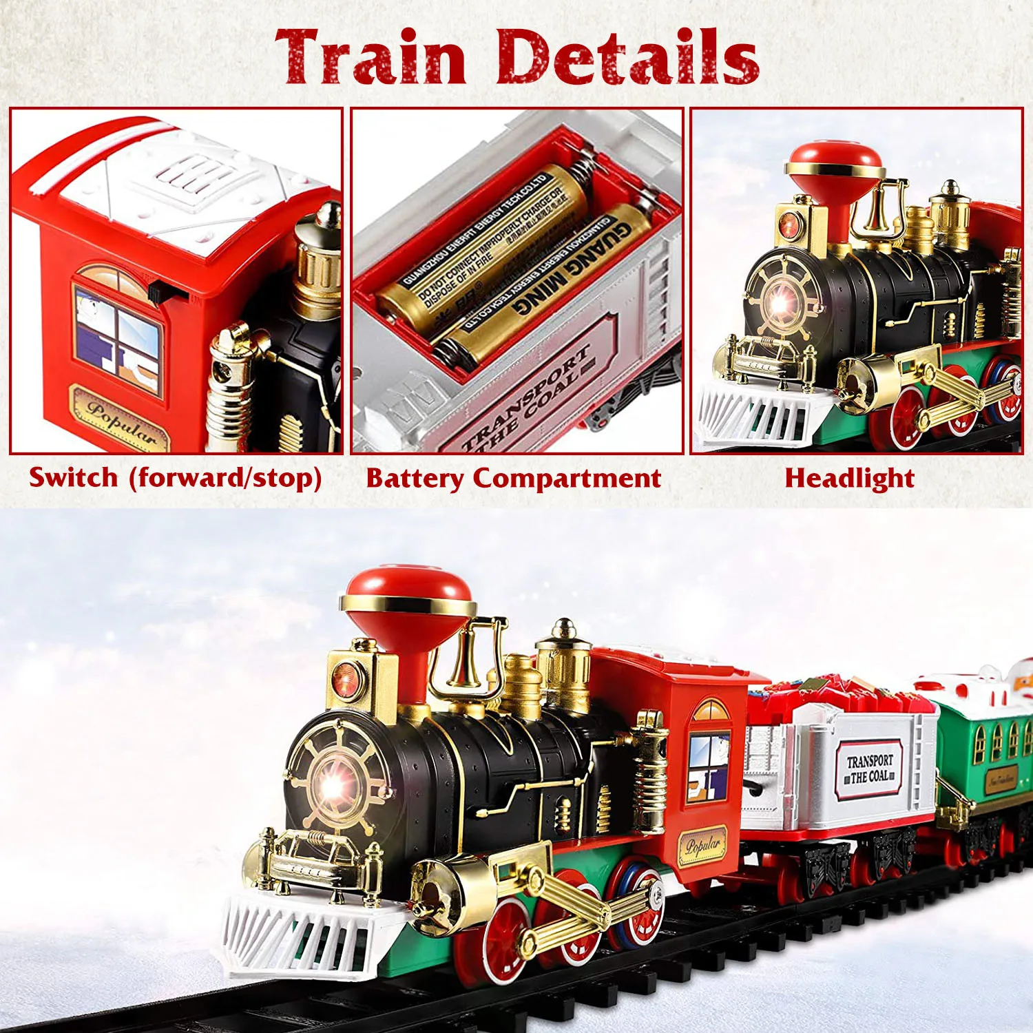 Electric Train Set Kid Toy Xmas Steam Train Kit Tree Surround Track Battery Operated