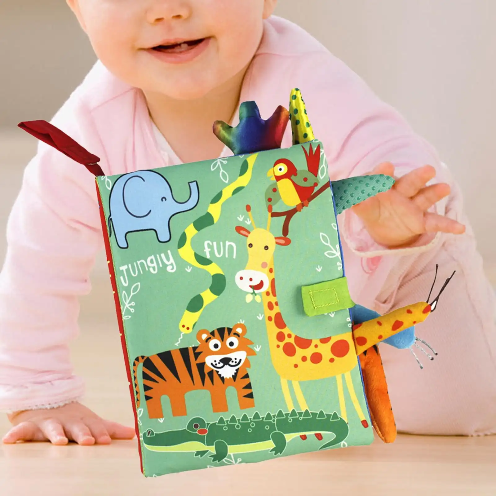 3D Baby Toys Cartoon Animals Tail Baby Cloth Books Educational Ringed Paper Cloth Book Toys Enlightenment Baby Toys 0-36 Months