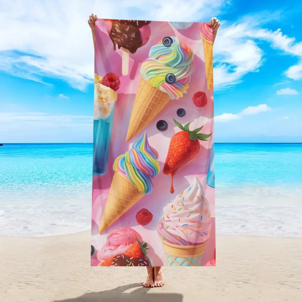 Dolphin Seashell Sun Summer Slogan Cartoon Print Beach Towel,sand blocking for pool days,lake trips,short travel & yard