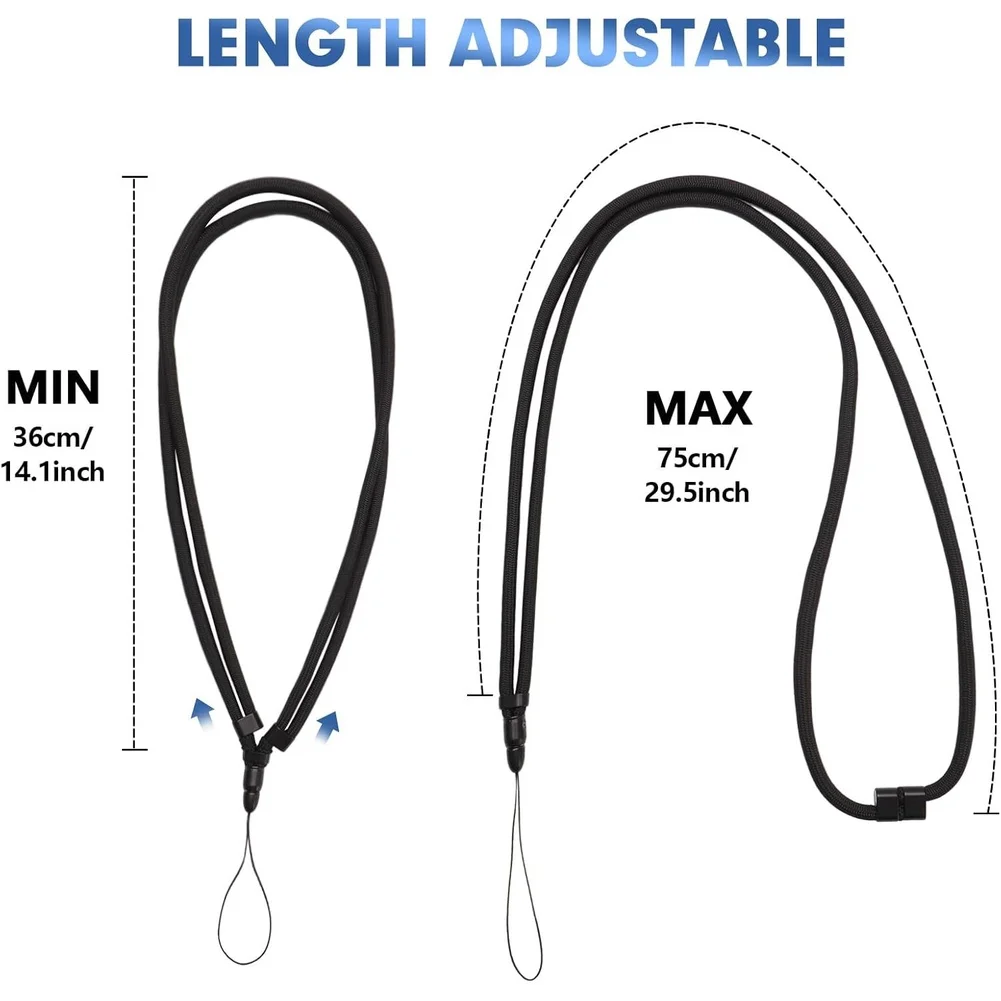 For SHARK ChillPill 3 in 1 Fan Strap Kit: 2pc Adjustable Crossbody and Wrist Strap - Black Polyester 36cm / 72cm