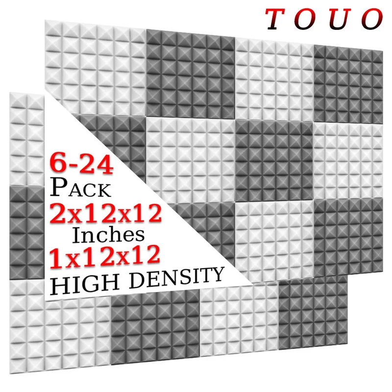 

TOUO 6/12/24pcs Acoustic Foam High-Density Sound Absorbing Soundproof Padding Pyramid Soundproof Material Ktv Acoustic Treatment