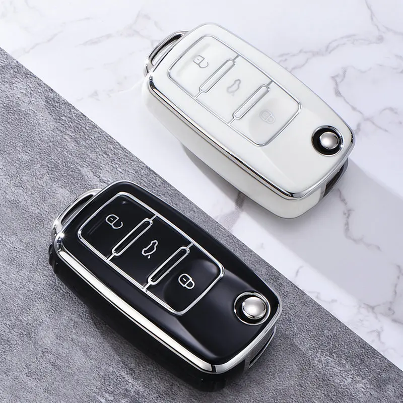 폭스 바겐 폭스 바겐 폴로 골프 Passat Tiguan 비틀 캐디 T5 Up Eos Skoda Octavia Seat Leon Altea 용 핫 TPU 자동차 원격 키 케이스 커버
