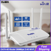 KuWFi CAT4 4G LTE Router 300Mbps 2.4G Wireless WiFi6 Router LTE Modem External Antenna RJ45 Ethernet Port Nano USIM Slot 10Users