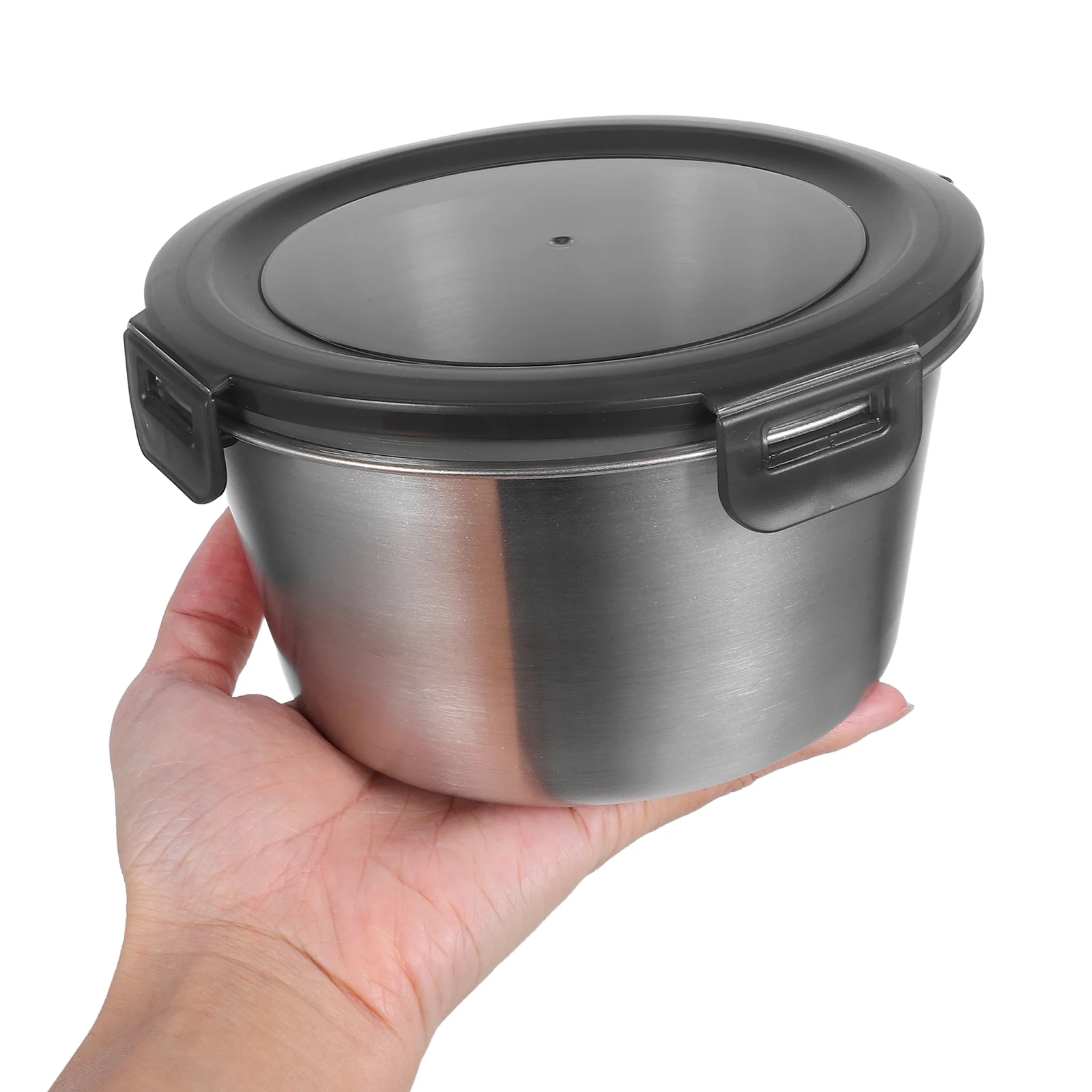 

Stainless Steel Airtight Food Storage Round Meal Prep Containers Portable Lid Snacks Freezer Camping Ice Cream