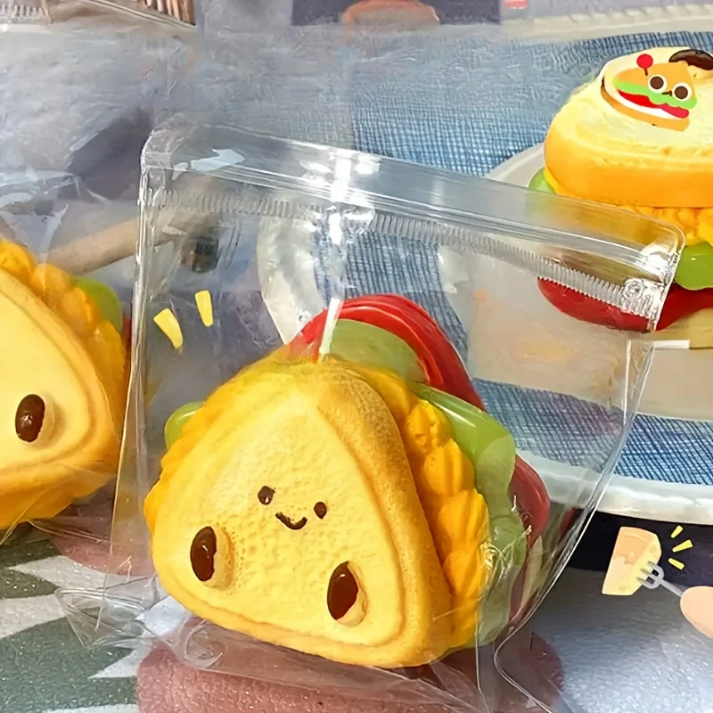 Superdik sandwich-speelgoed - 6-laags JC-serie, een interessant en realistisch spel met voedselthema, gemengde kleuren, creatief squishy-speelgoed,