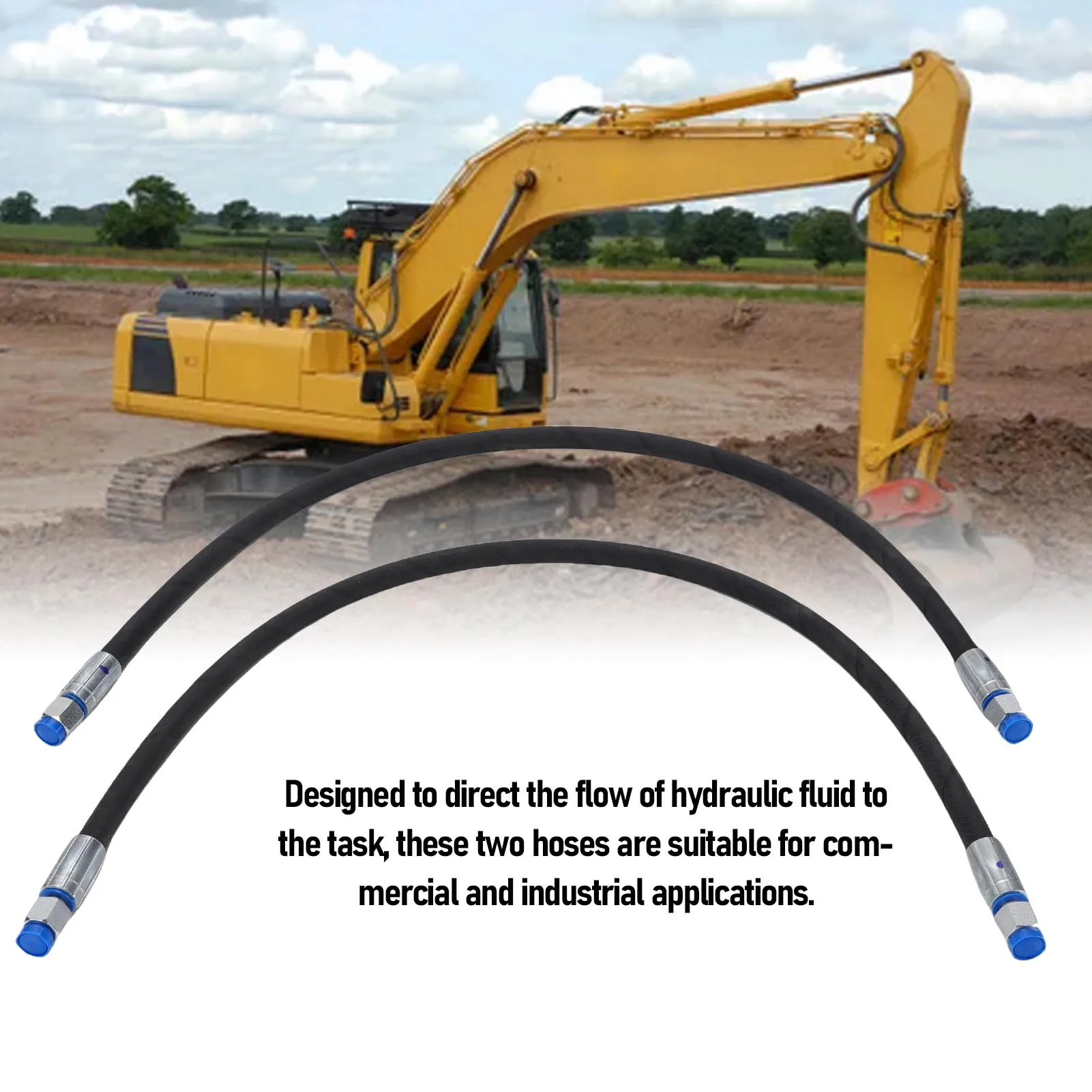 Excavator Throttle Valve Connection Hose 2PCS Easy Installation Excavator Diverter Valve Hose 1/4in Interface for Industry