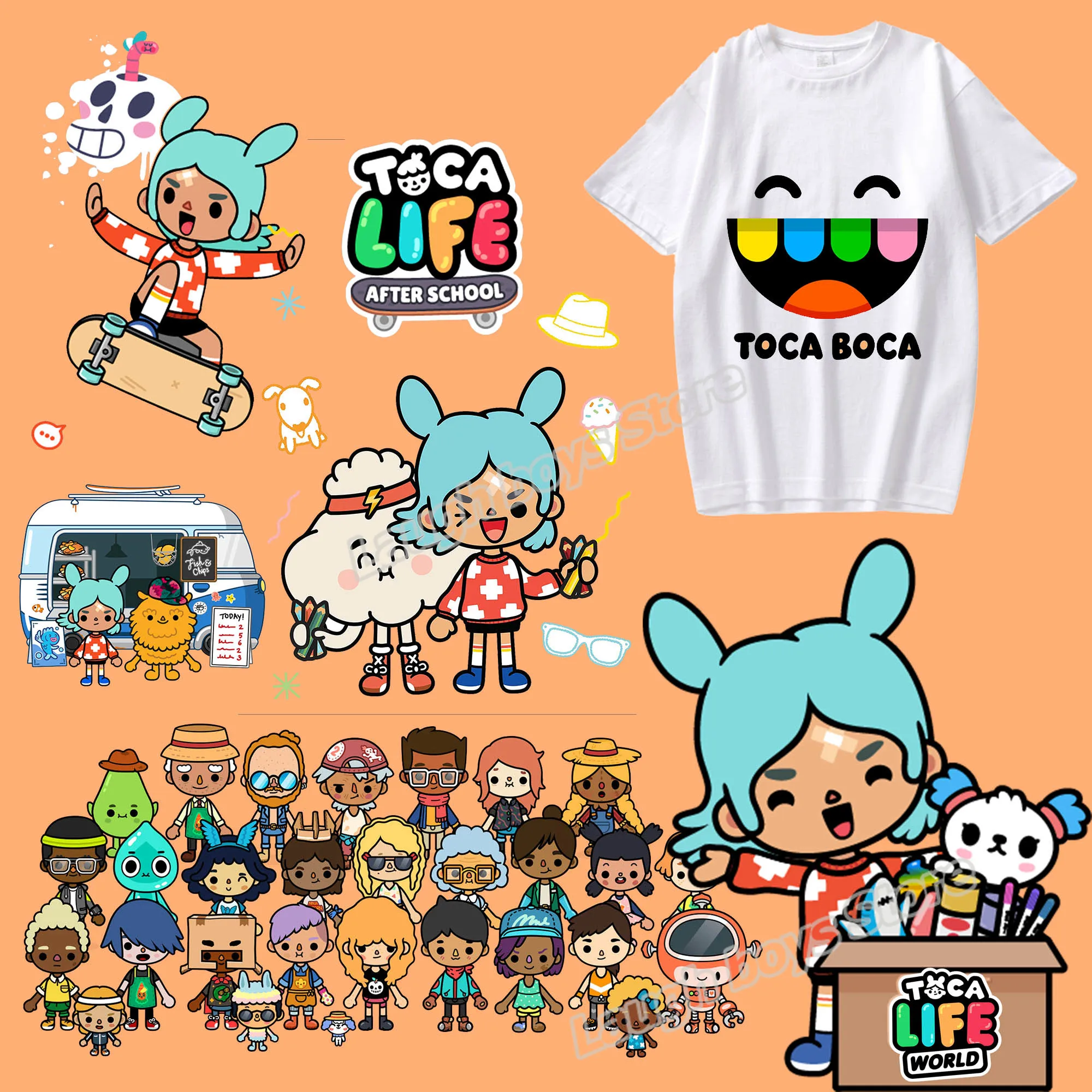 Classic Toca Life World Iron Patch for Clothing Sticker Children Cartoon Vinyl Heat Transfer Patch Diy Apparel Thermo Stickers