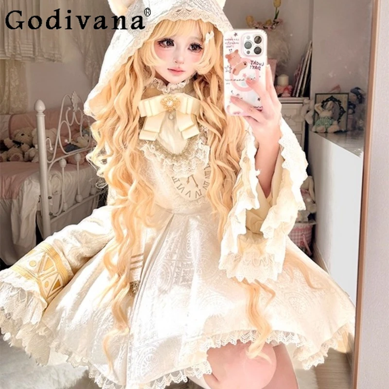 

Women's Grown Up Ceremony Dress Lace Fake Collar Magic Hat Lolita Dress Female Lolita Sweet Gorgeous Princess Gown Dress