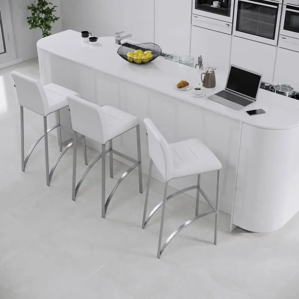 Móveis Lynx Banco de bar com base de metal - branco