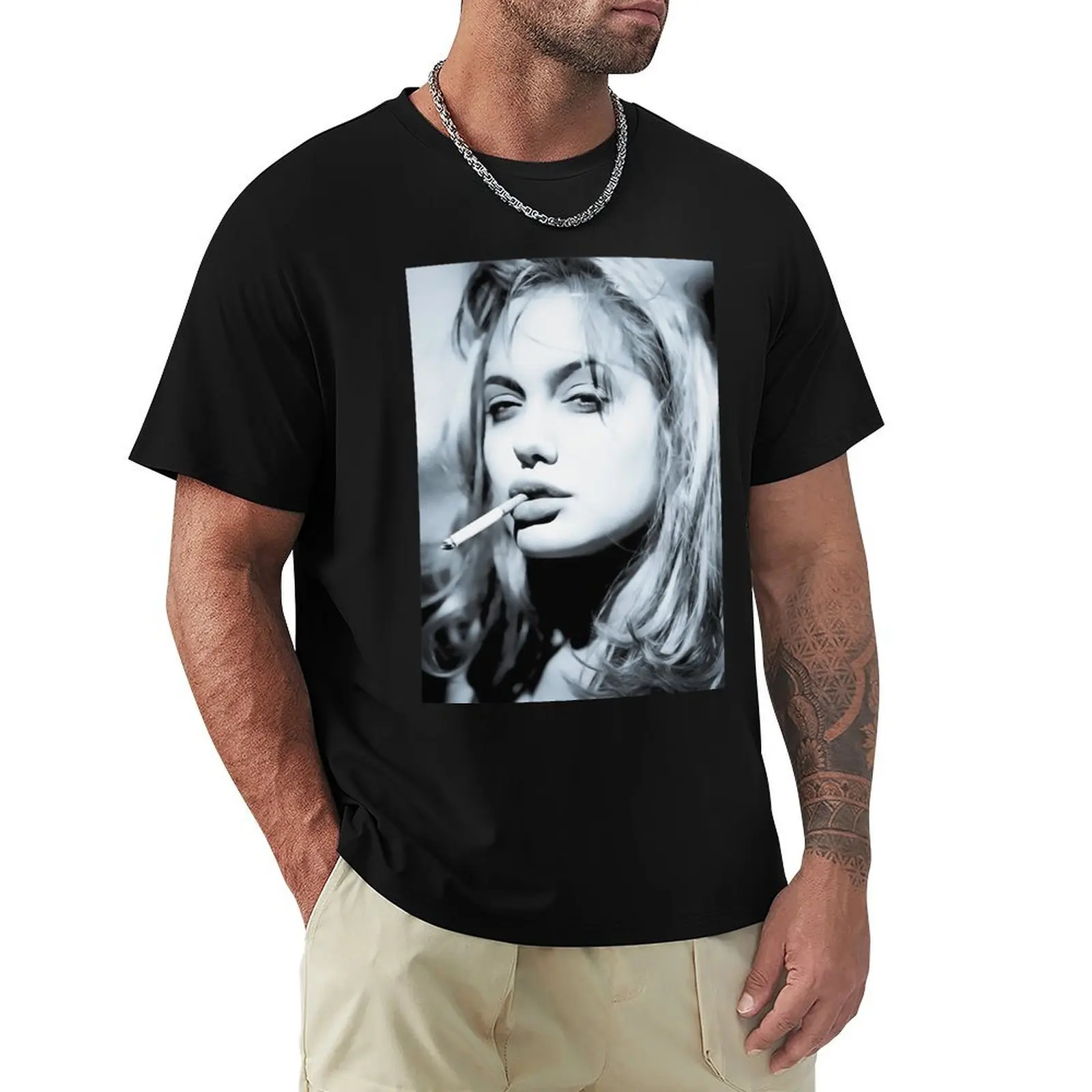 Angelina Jolie Rough Silver Print Gifts T-Shirt Summer Fashion Casual Tee Shirt