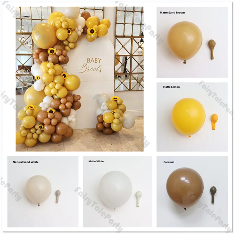 5/10/12inch 100pcs Gender Reveal Balloons Set Yellow Caramel White Latex Ballon Baby Shower Birthday Party Wedding Decorations