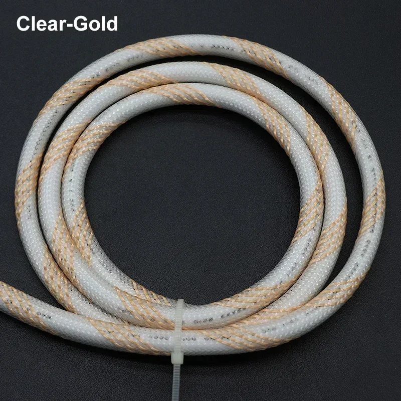 1~50m Clear Gold PET Braid Sleeve 2/4/6/8/10/12/16mm High Density Sleeving Snake Skin Cable Wrap Sheath For Electric Cables