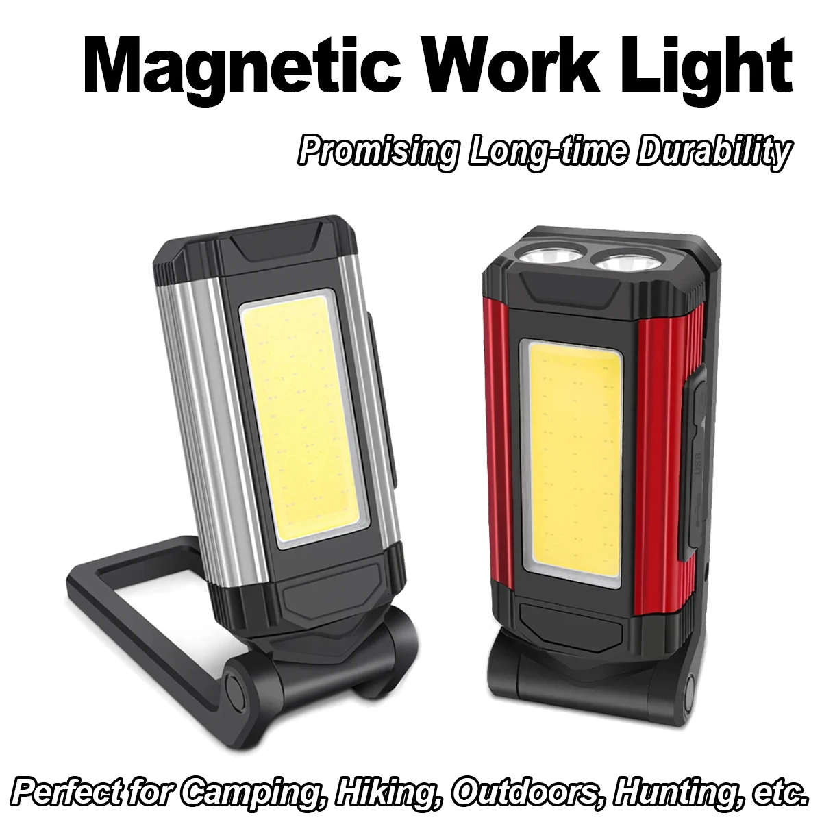 

GEFENSILed Work Light 10w Rechargeable Cob Working Hook Folding Waterproof Magnetic Usb-c Emergency Portable Camping Flashlight
