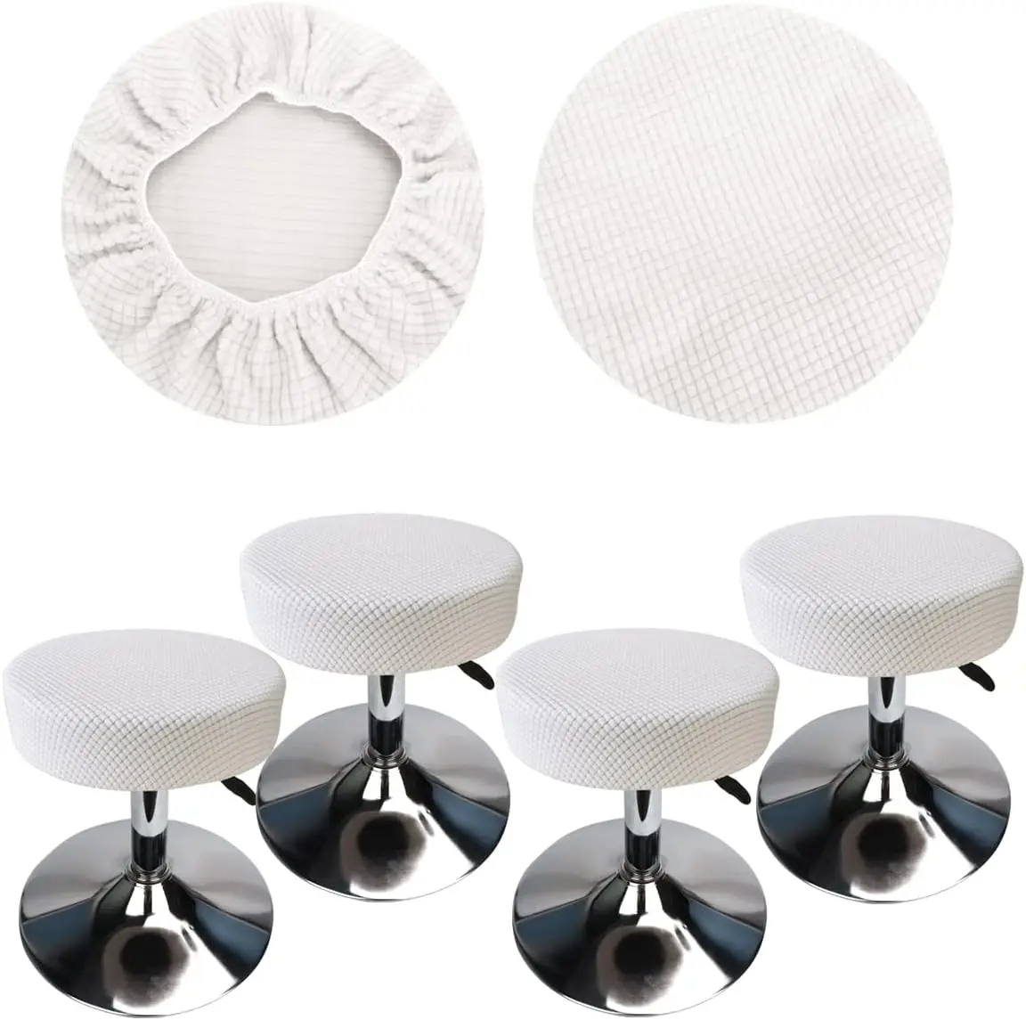 

Round Stool Cover 12-16"" Round Seat Covers For Bar Stools, Luxurious Fabric Stretchable, Washable Jacquard Dustproof Stool