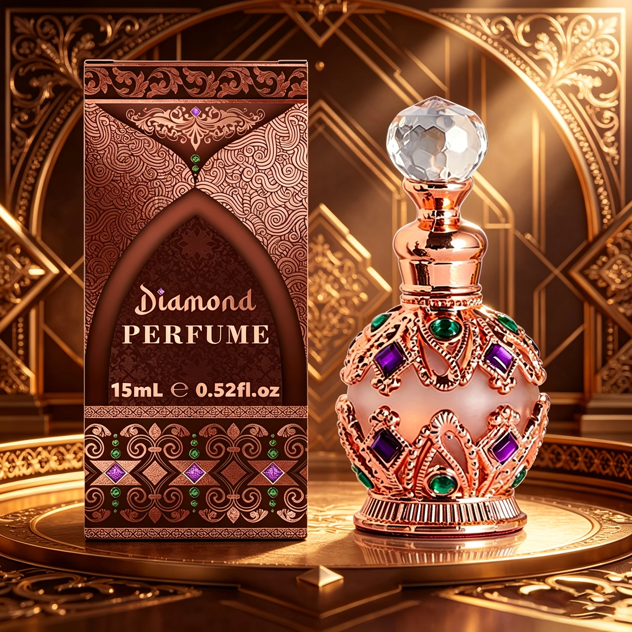 Perfume Diamond de 15 ml y Aceite de Jojoba, Aroma Natural, Eau de Parfum para Mujer, Nutritivo para la Piel, Fragancia Brillante de Larga Duración, Regalo