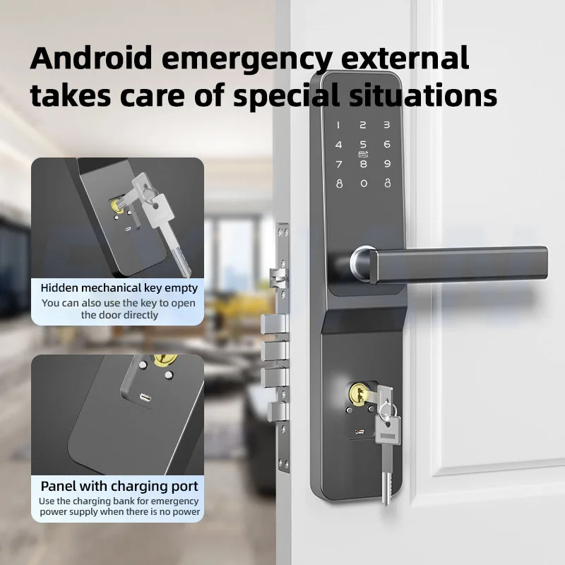 APP Biometric Fingerprint Smart Door Lock Password IC Card Keyless Remote Unlocking Dead Bolt Electronic Locks for Rental Houses