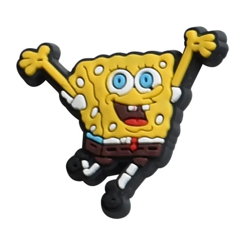 Shoe Charms 1pcs Cartoon SpongeBob SquarePants Shoes Accessories DIY Shoe Decoration PVC For Clog Garden Sandal Kids X-mas Gifts