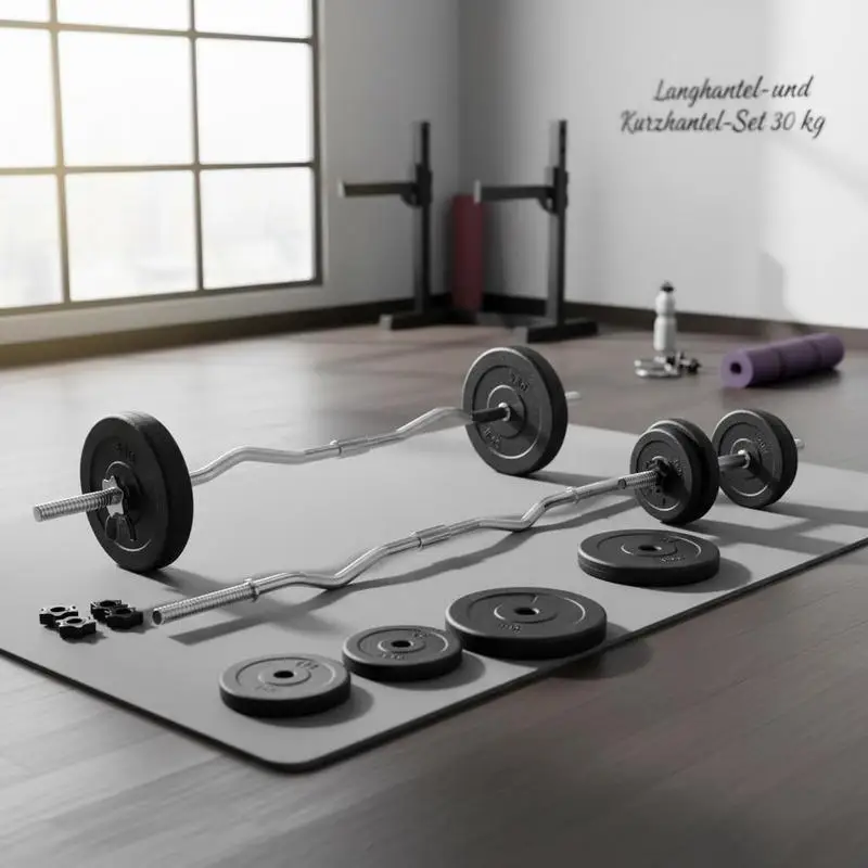 Hantelset 30 kg für Fitnessstudio, Gymnastik, Zuhause, verstellbar, robust, aus Metall, Krafttraining