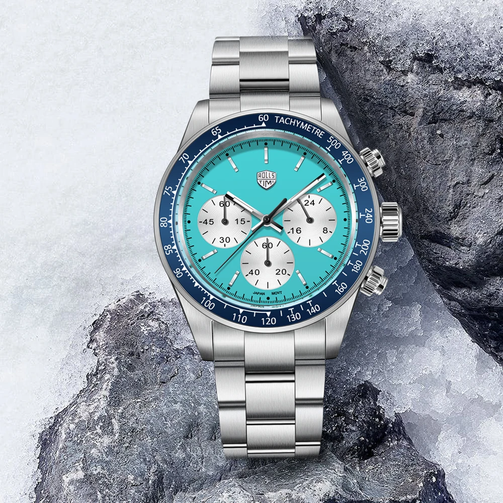 RollsTimi Ontwerp Nieuwe Heren Horloge Quartz Horloges Voor Man Luxe Lichtgevende Synthetische Saffier Spiegel Horloges Roestvrij Stalen Klokken