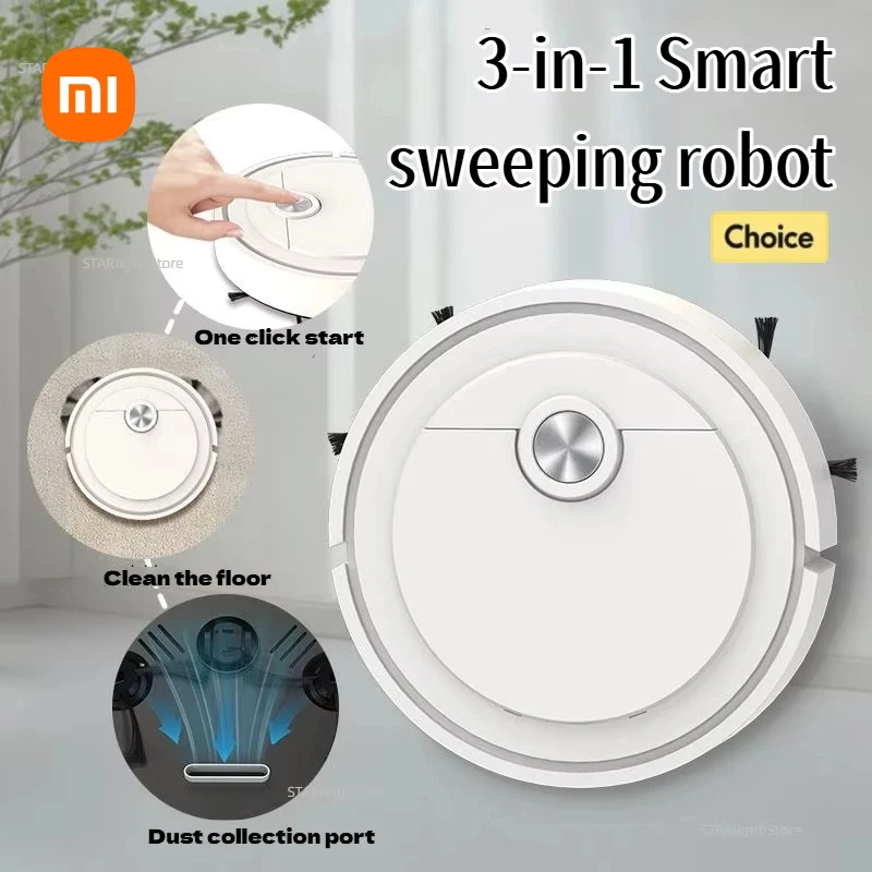 Robot de barrido inteligente 3 en 1, limpiador inteligente para el hogar, aspirador completamente automático recargable, succión de 6000Pa de pelo de mascota