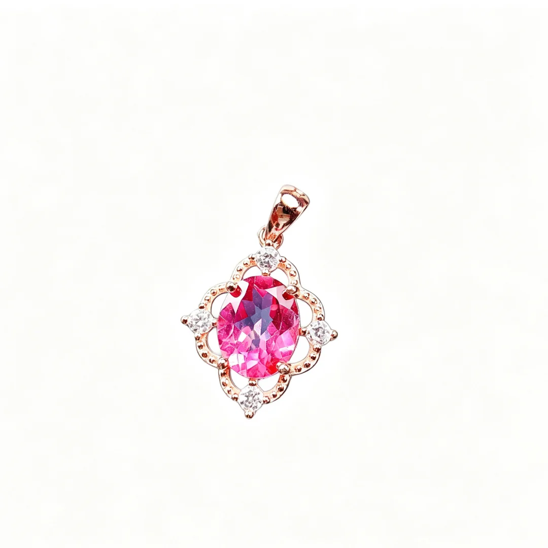 Delicate Natural Topaz Pendant S925 Pure Silver Fashion Jewelry Rare Gem All Match Casual Daily Wear Jewelry 8*10mm