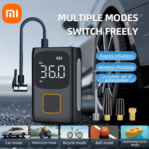 Imagen 1 del producto Xiaomi-Mini bomba de inflado portátil para coche, Inflador de neumáticos con pantalla Digital inteligente, compresor de aire multiusos para coches y motocicletas