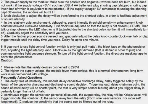Imagem -06 - Som Sensor Luz Controle Módulo Interruptor de Relé Delay Ajustável Faça Você Mesmo Eletrônica 5v 12v 24v dc