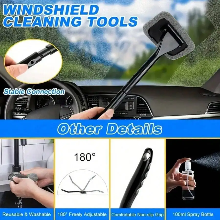 19-Piece Car Cleaning Kit With Windshield Tool Duster Towels Handheld Vacuum Brush Set