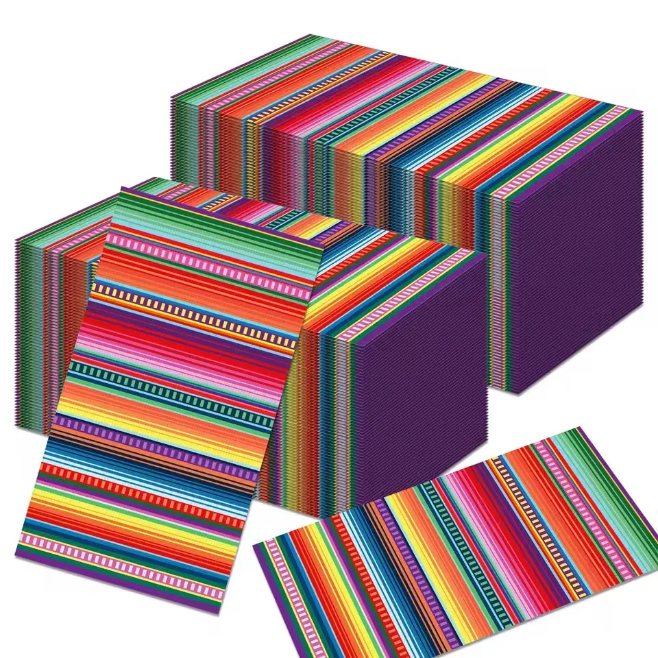 Servilletas De papel para invitados De Fiesta mexicana, 20/100 Uds., 34x40cm, toallas De cena desechables De rayas coloridas mexicanas para fiesta De Cinco De Mayo