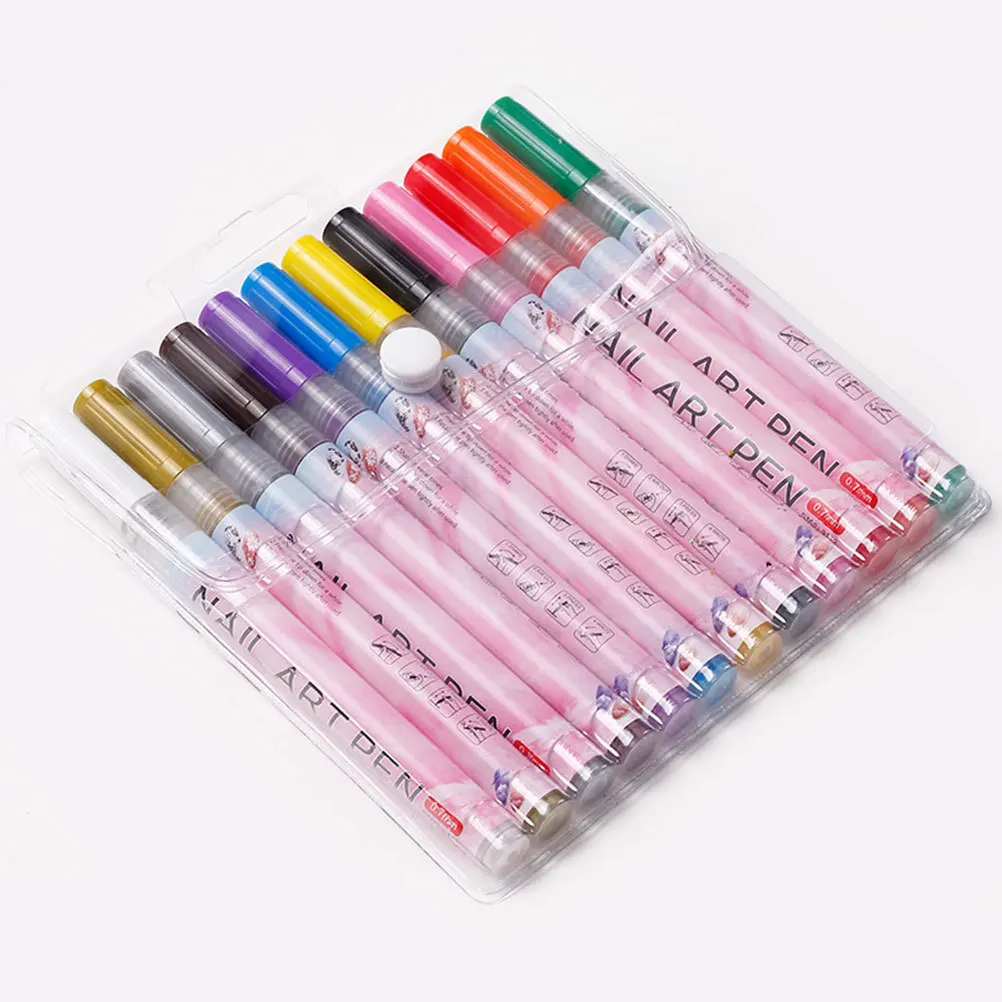12 قطعة أقلام مسمار الفن رسمت متعددة الوظائف أداة تزيين الأظافر لإنشاء أنماط النقاط خطوط مثالية للصالون الشخصي أو الصالون #6