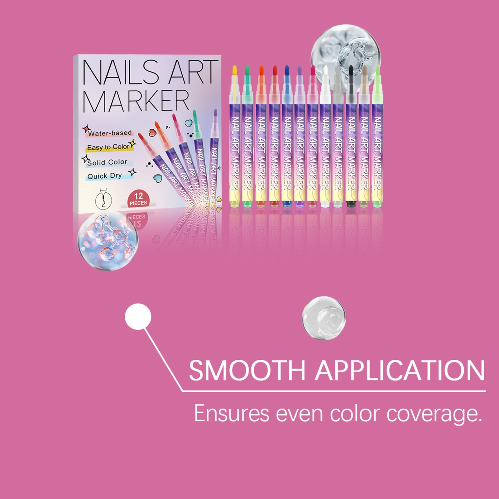 12本のネイルアートペン、細い先端、長持ちする鮮やかな色、DIYマニキュアデザイン用、初心者向けに使いやすい