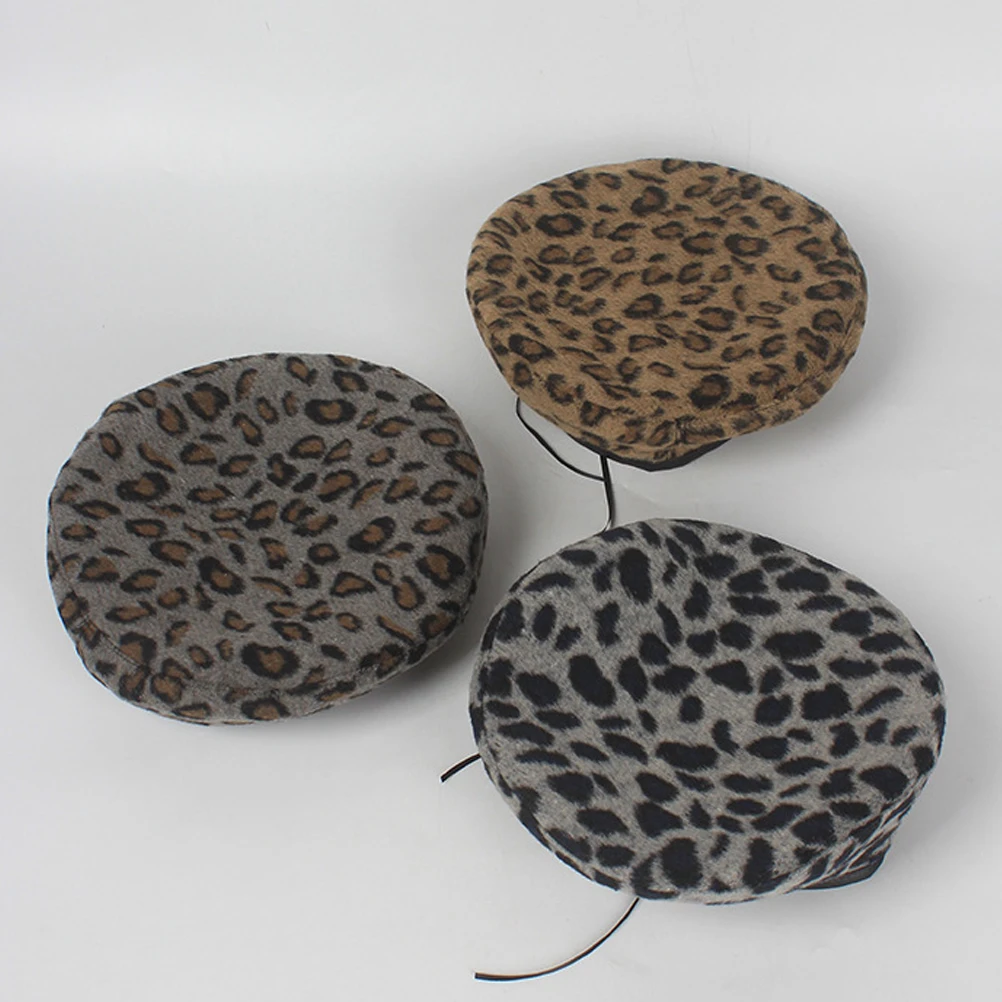 

Leopard Print Beret The Cap Hat Hats for Women Beanie Woman Berret