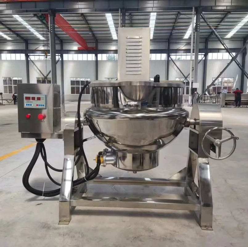 Stainless Steel Jacketed Kettle Pot Gas Electric Caramel Sauce Making Candy Sugar Cane Syrup Cooking Mixer Machine With Stirring