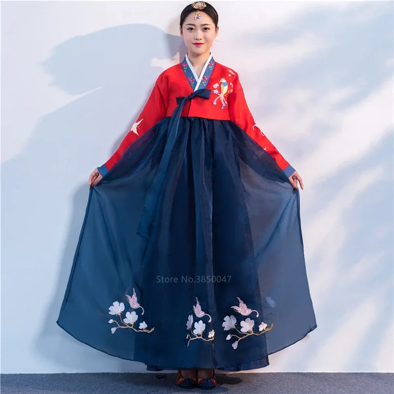 Orthodox hanbok folk women traditional costume Korean dress elegant Princess Palace Costume Korea emboridery wedding party